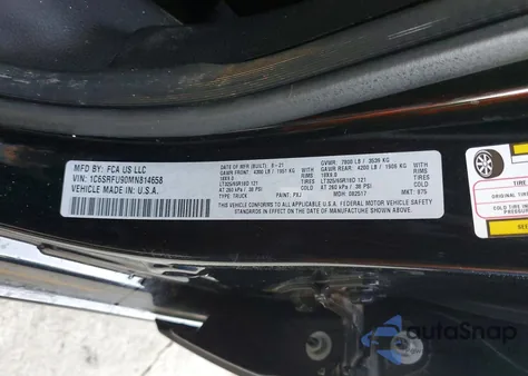 2021 Ram 1500 Trx z USA, uszkodzony, nr VIN 1C6SRFU90MN814658